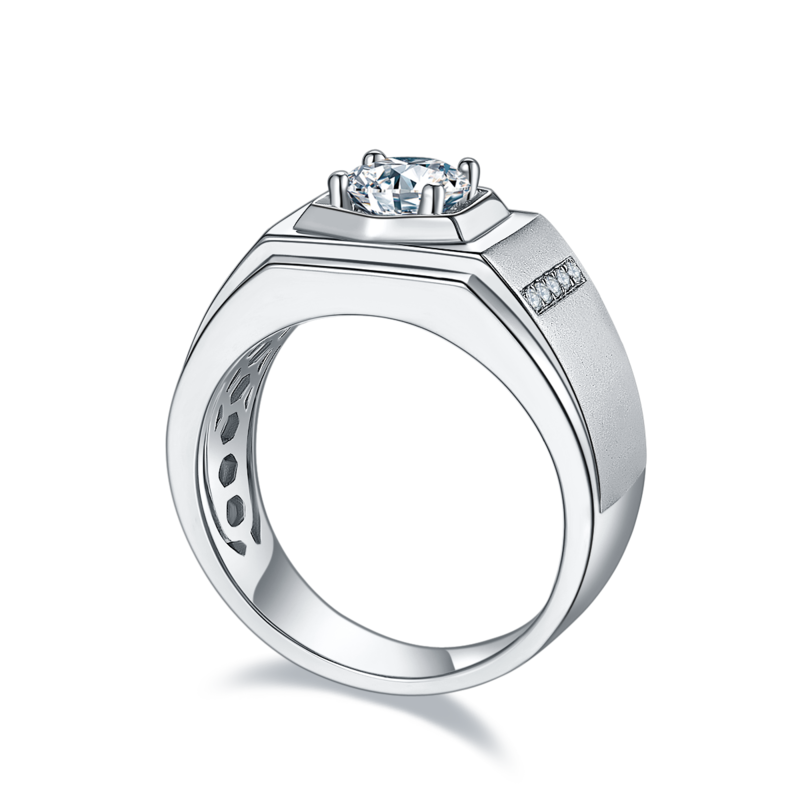 之谦款S925银镀白金MoissaniteMen's Ring1ctD级